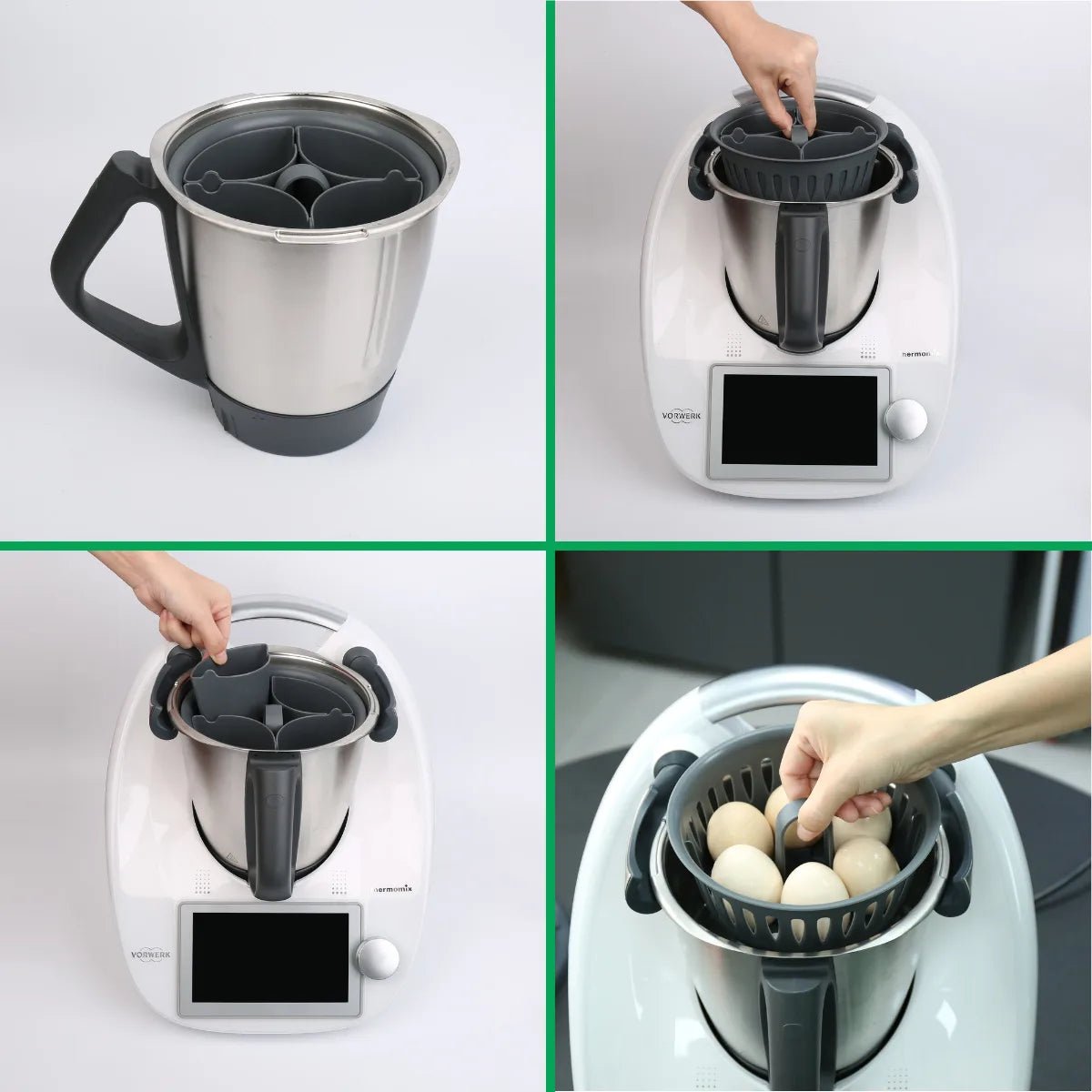 Cuiseur à œufs 2 En 1 Compatible Thermomix – 4 œufs Pochés + 6 œufs Durs, Facile à Nettoyer